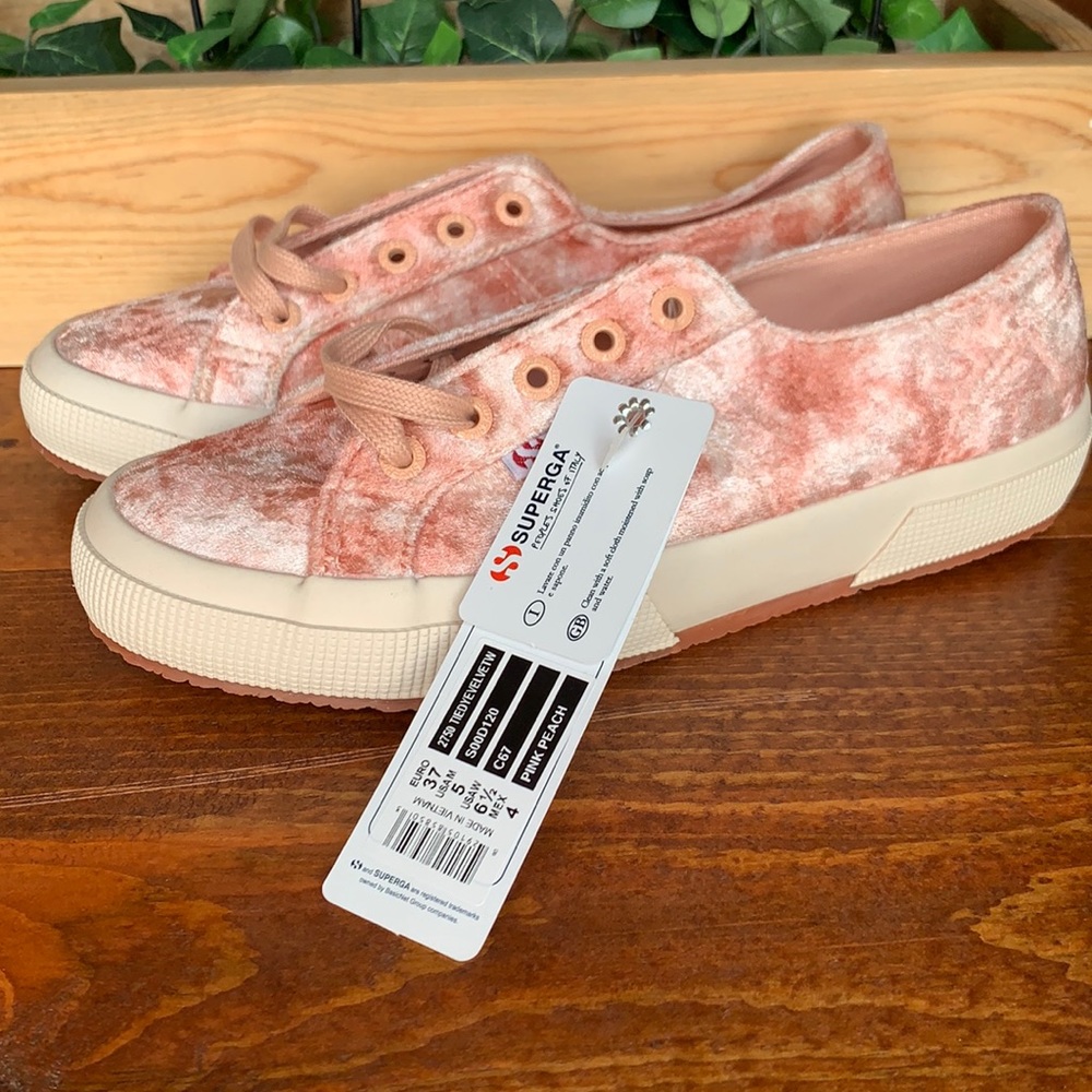 Superga Tie Dye Pink/Peach Velvet Sneakers Brand New in Box - Picture 7 of 16